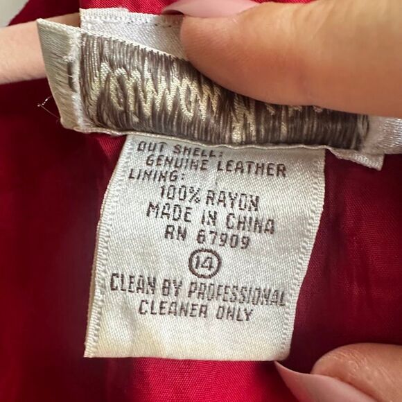 Vintage 80s Pia Rucci Gold Studded Red Suede Leather Dress size 14 - Picture 13 of 16